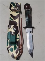 Army Camo Tactical Knife W/Sleeve & Sharpener