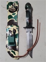 Army Camo Tactical Knife W/Sleeve & Sharpener