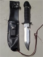 Black Tactical Knife W/Sleeve & Sharpener