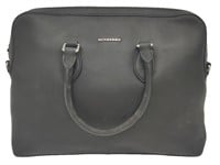 Black Flat Grain Leather Briefcase Bag