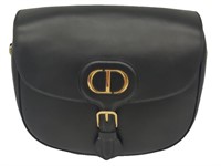 Black Smooth Leather Rounded Half-Flap Purse