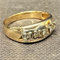 14k Gold Chunky 5-Stone Diamond Ring