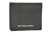 MK Black Saffiano Leather Short Wallet