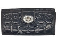 Coach Black Leather Bi-Fold Long Wallet