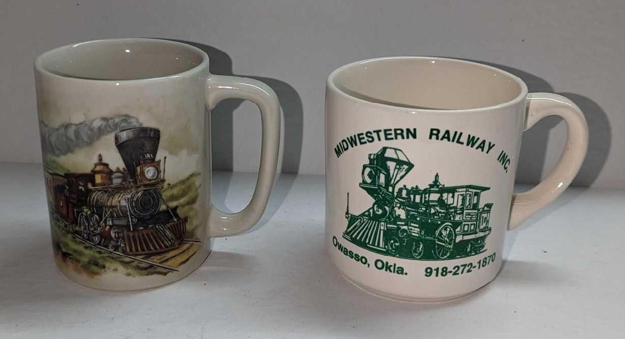 2 Vintage Train & Midwestern Railway Inc Mugs