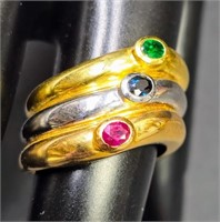 18K Gold and Gemstone Ring