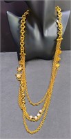 14K Gold 4 Strand Charm Necklace
