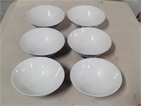 6 Piece - Blue / White Oriental Bowls