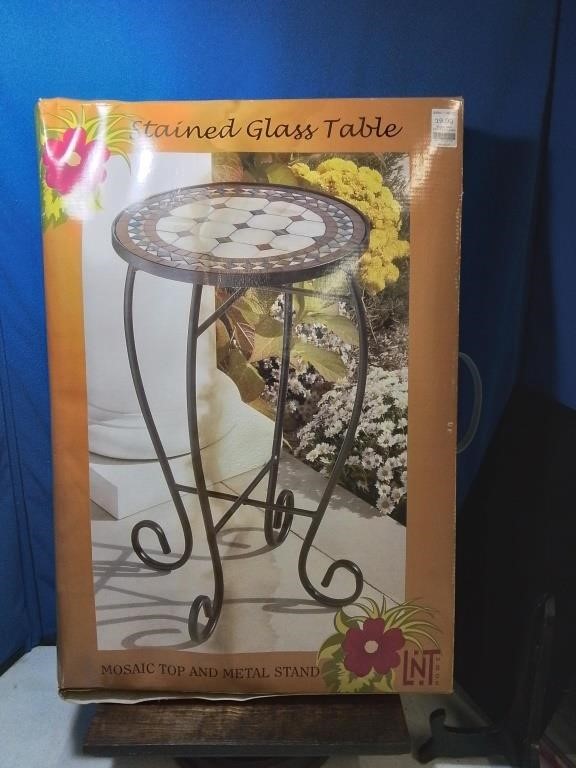 New in the box stainglass table mosaic top and