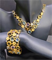 Outstanding 14K Gold & Gemstone Necklace & Bracele