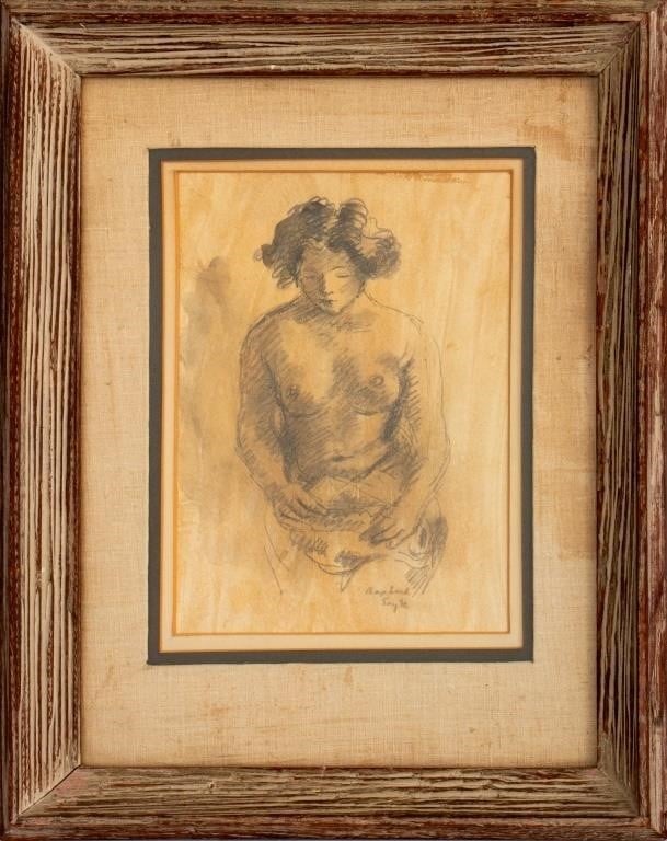 Raphael Soyer Nude Woman Watercolor & Graphite