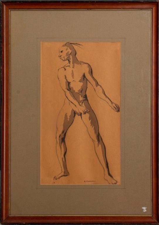 Nicholas Markatos Nude Man Graphite & Watercolor