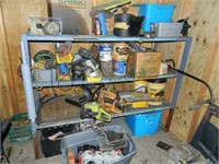 Shelf & Contents - Chainsaws, Wire, Totes