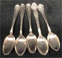 Six Hotel Silver Plated Souvenir Tea Spoons