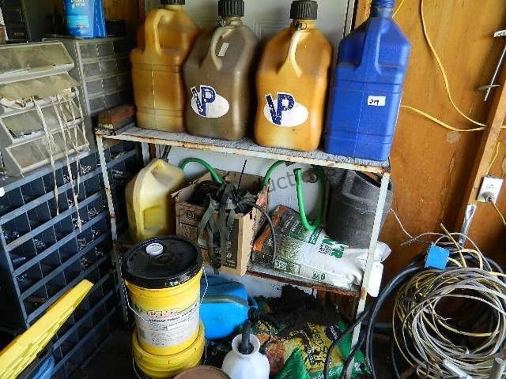Gas Cans & Other Items Including Shelf - Wire