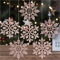 Rose Snowflake Ornaments, 6 Pack Large Plastic Win