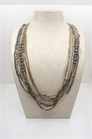 BLACK & GOLD TONE LAYERED BEAD NECKLACE