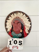 Metal Indian head decoration (16" diameter)