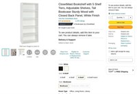 B2285  ClosetMaid Bookshelf White Finish 5-Shelf