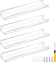 (new)24-Inch 4 Pcs Floating Shelves Clear Acrylic