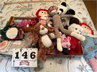 Stuffed animals, dolls, doilies