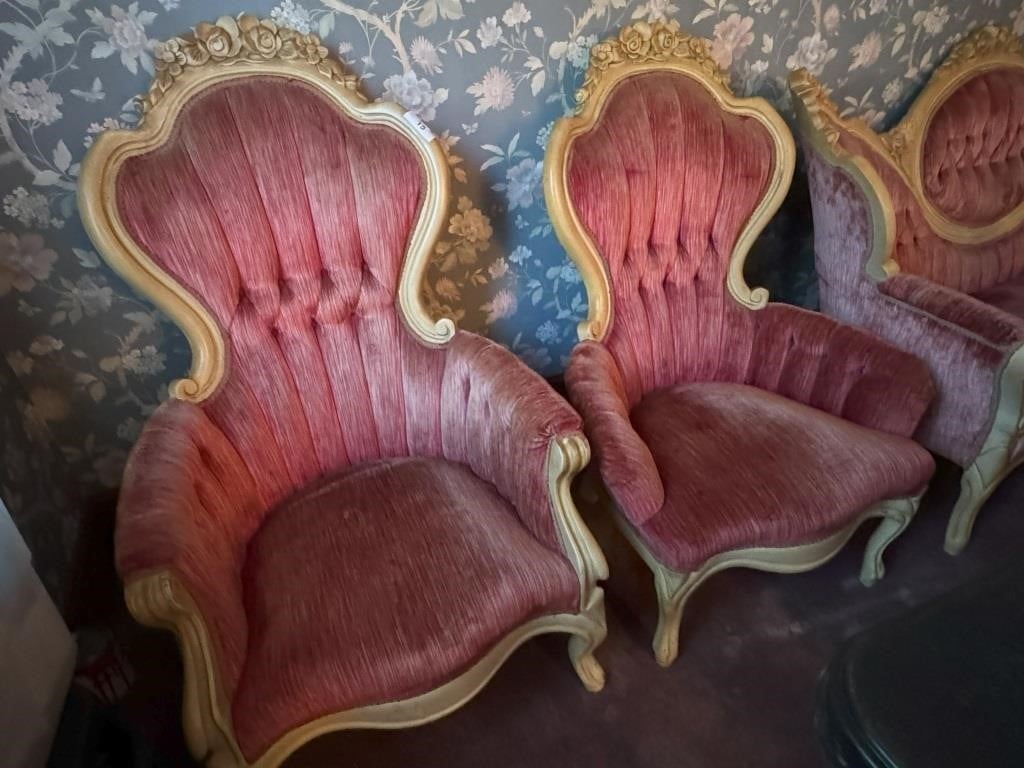 Victorian Style Parlor Set, Couch and 2 Side