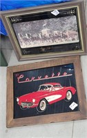 2pcs art Anheuser-Busch advertising and Corvette
