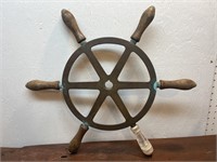 Antique brass ships wheel - HEAVY brass