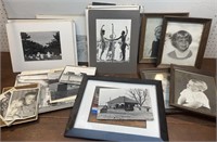 Bin of vintage photos and frames