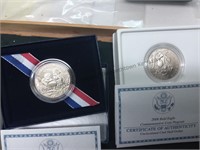 Two 2008 bald eagle silver clad half dollars one