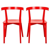 Scandinavian Modern Red Side Chairs, Pair