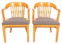 Ash Wood Banker's Chairs, Pair