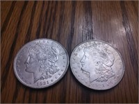 Two times your money on two 1921 Morgan silver