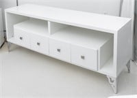 93610Hollywood Regency White Lacquered TV Stand