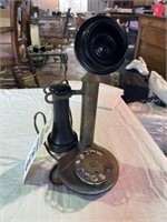 Brass candlestick rotary phone