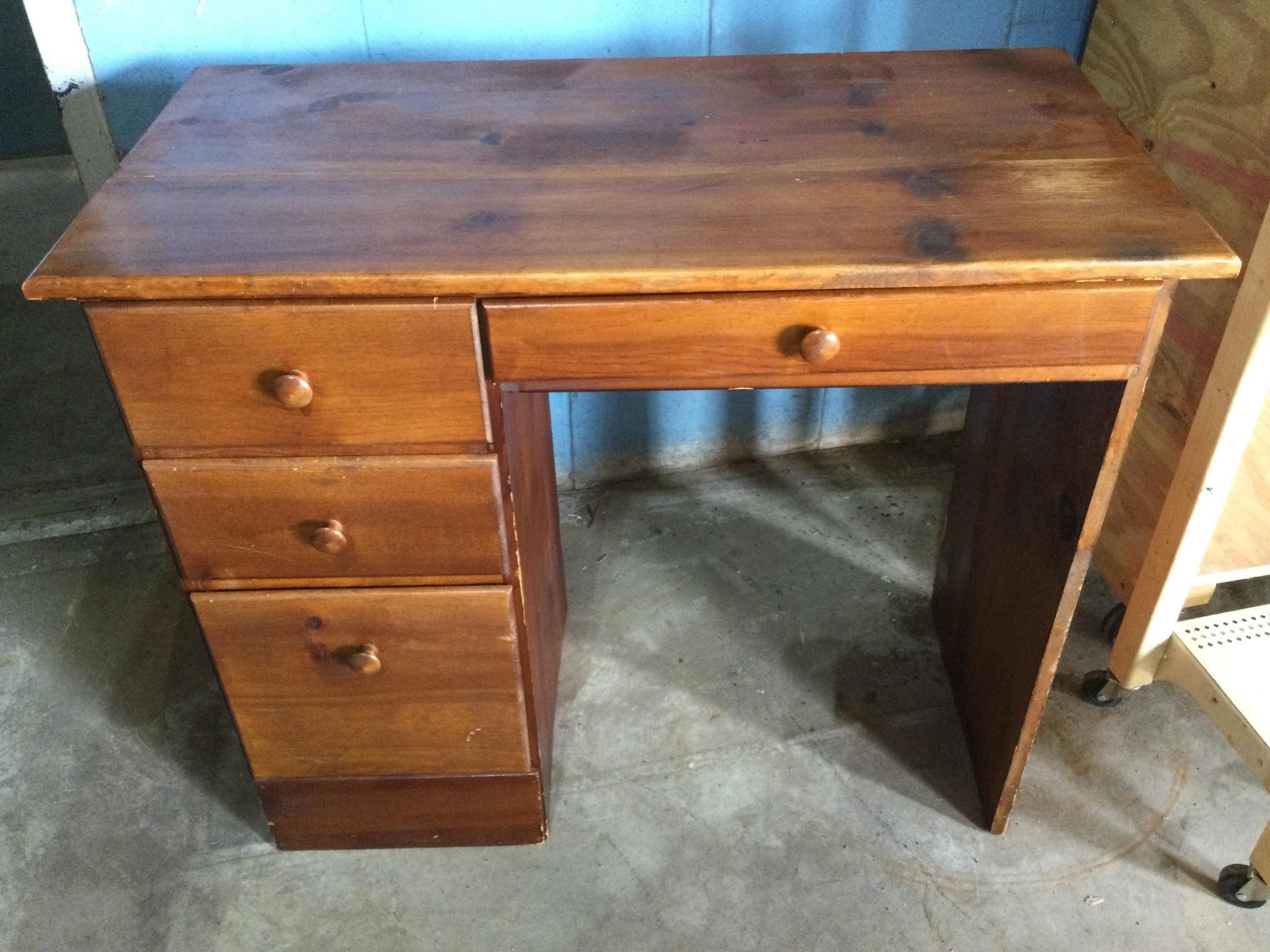 Wooden Child’s Desk, 4 Drawer, 30”T x 35”W x 18”D