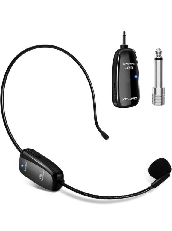 ( New ) XIAOKOA Wireless Microphone Headset, UHF