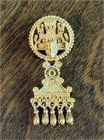 14K Gold Aztec South American Style Pendant