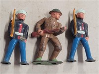 3 Miniature Metal Soldiers
