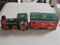 2 PC - Tin Santa Train Container Set