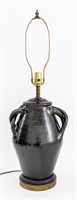 Black Glazed Pottery Amphora Mounted Lamp