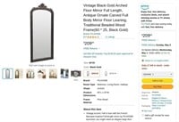 G948  Vintage Black Gold Arched Floor Mirror 60*2