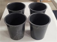 4 PC - Black Planter Pots