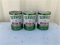 3 UNOPENED ALBEMARLE NC SERVICE OIL CANS