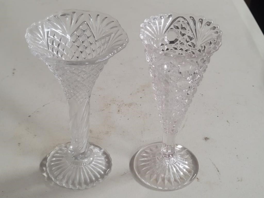 2 Piece - Cut Glass Vases