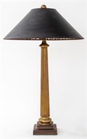 Neoclassical Style Gilt Metal Column Table Lamp