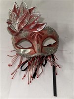 RED AND SILVER MARDI GRAS MASK