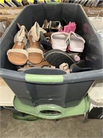 LARGE GREY TOTE LOT OF SHOES VARIETY OF SIZES