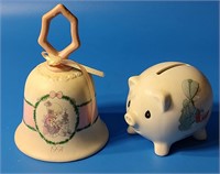 Vintage Precious Moments Bell & Piggy Bank
