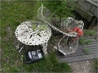 Heavy Outdoor Small Metal Table, Large Flower